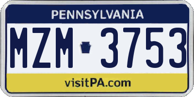 PA license plate MZM3753