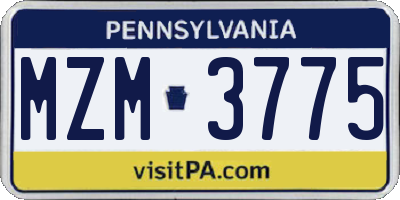PA license plate MZM3775