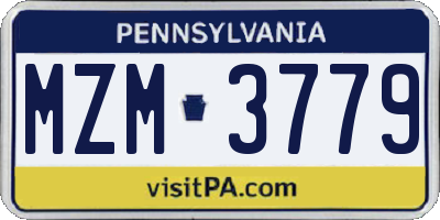 PA license plate MZM3779
