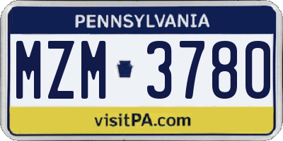 PA license plate MZM3780