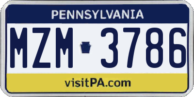 PA license plate MZM3786