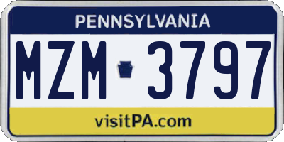 PA license plate MZM3797
