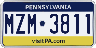 PA license plate MZM3811