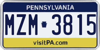 PA license plate MZM3815