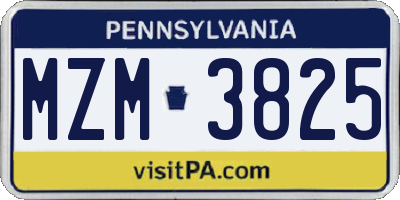 PA license plate MZM3825