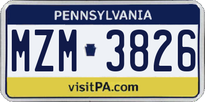 PA license plate MZM3826