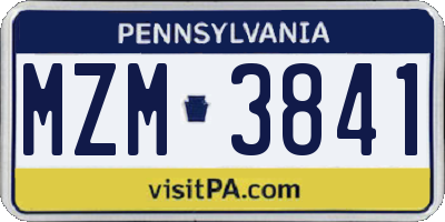 PA license plate MZM3841