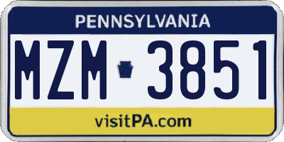 PA license plate MZM3851
