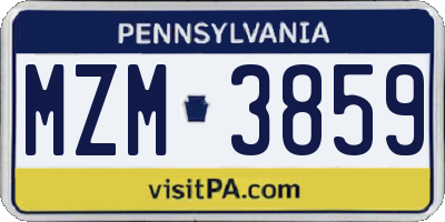 PA license plate MZM3859