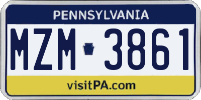 PA license plate MZM3861