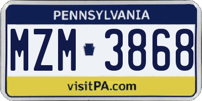 PA license plate MZM3868