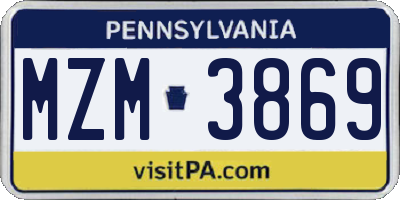 PA license plate MZM3869