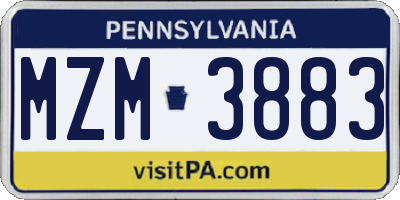 PA license plate MZM3883