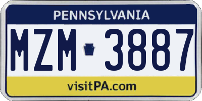 PA license plate MZM3887