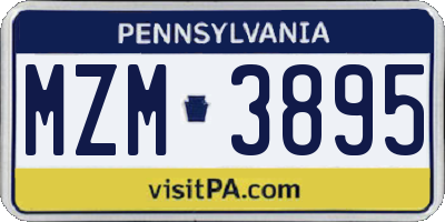 PA license plate MZM3895