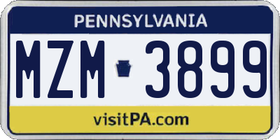 PA license plate MZM3899