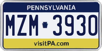 PA license plate MZM3930