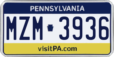PA license plate MZM3936