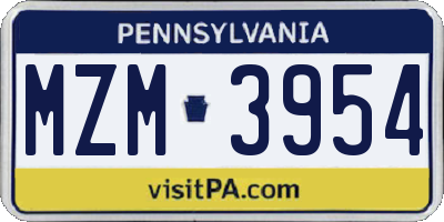 PA license plate MZM3954