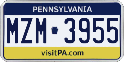 PA license plate MZM3955
