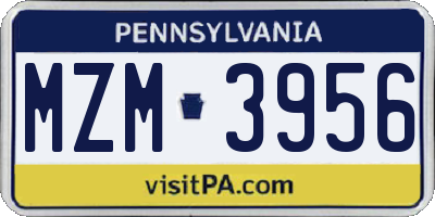 PA license plate MZM3956