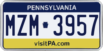 PA license plate MZM3957