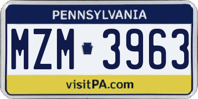 PA license plate MZM3963