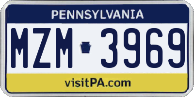 PA license plate MZM3969
