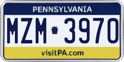PA license plate MZM3970