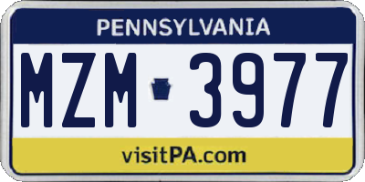 PA license plate MZM3977