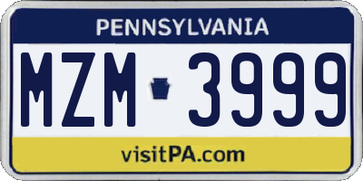 PA license plate MZM3999