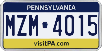 PA license plate MZM4015