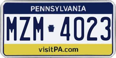 PA license plate MZM4023