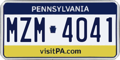 PA license plate MZM4041