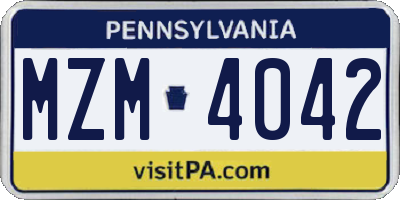PA license plate MZM4042