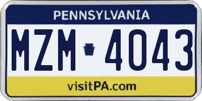 PA license plate MZM4043