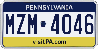 PA license plate MZM4046