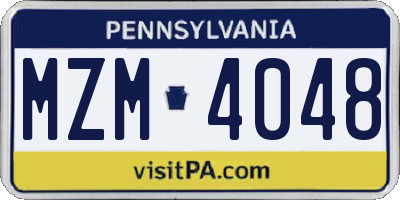 PA license plate MZM4048