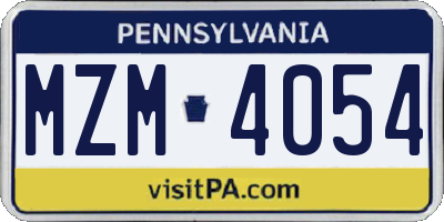 PA license plate MZM4054