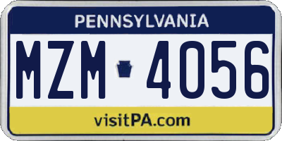 PA license plate MZM4056