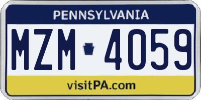 PA license plate MZM4059