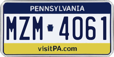 PA license plate MZM4061