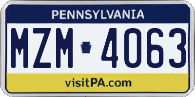 PA license plate MZM4063
