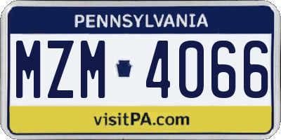 PA license plate MZM4066