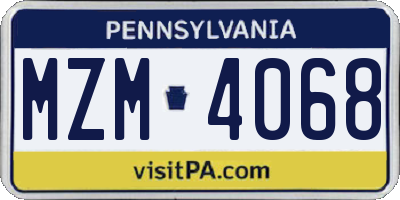 PA license plate MZM4068