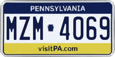 PA license plate MZM4069