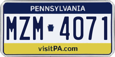 PA license plate MZM4071