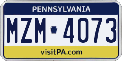 PA license plate MZM4073