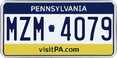 PA license plate MZM4079