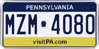 PA license plate MZM4080